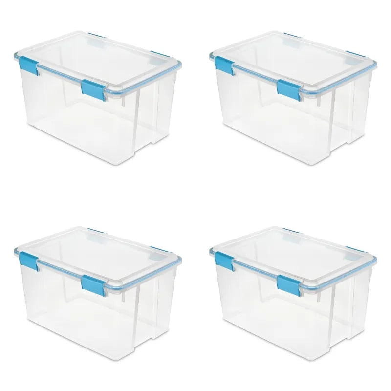 54 Qt. Gasket Box Plastic, Blue Aquarium, Set of 4