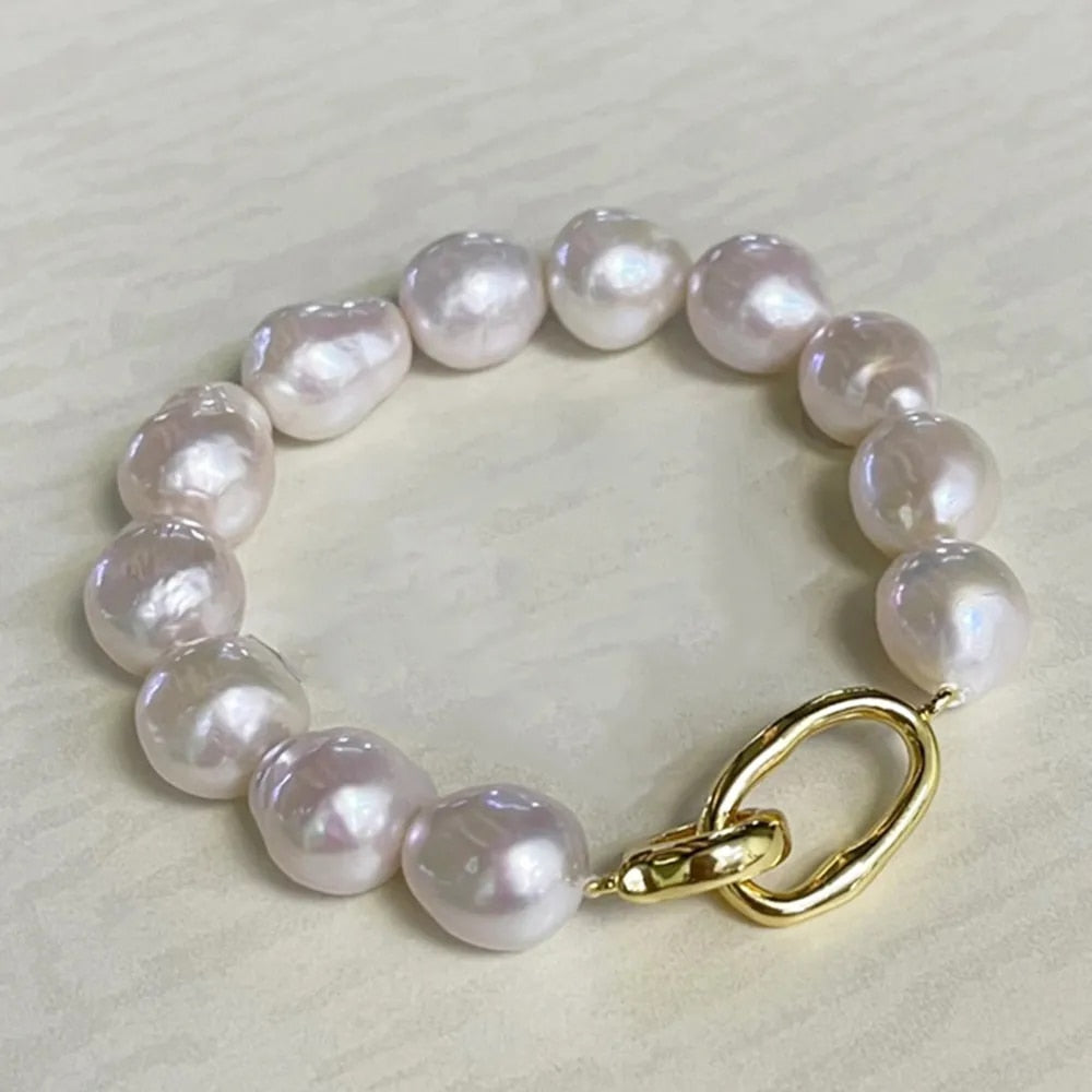 Large Size Baroque Pearl Bracelet - Vintage Jewelry for Women with 10-12mm