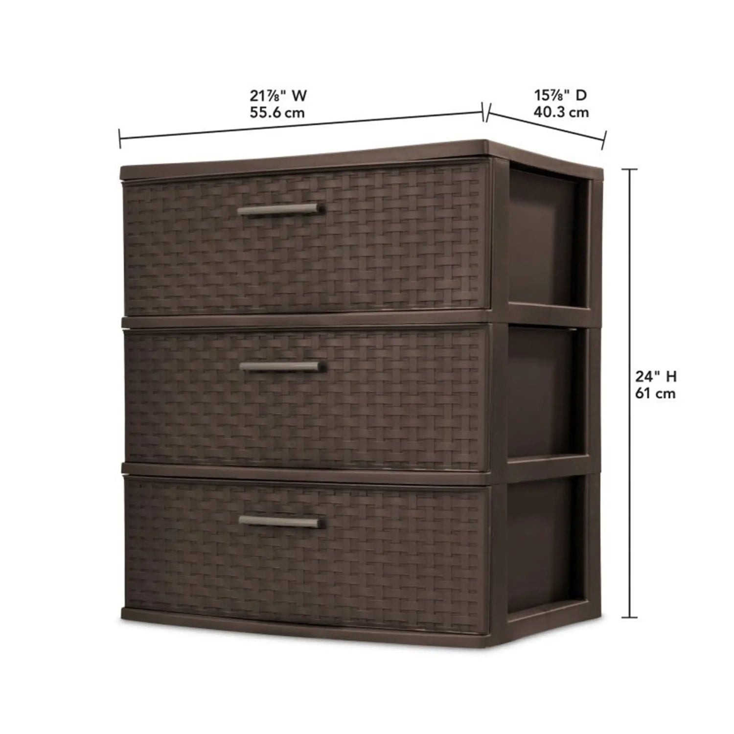 Sterilite 3-Drawer Wide Weave Design Storage Tower, Brown, Case of 1