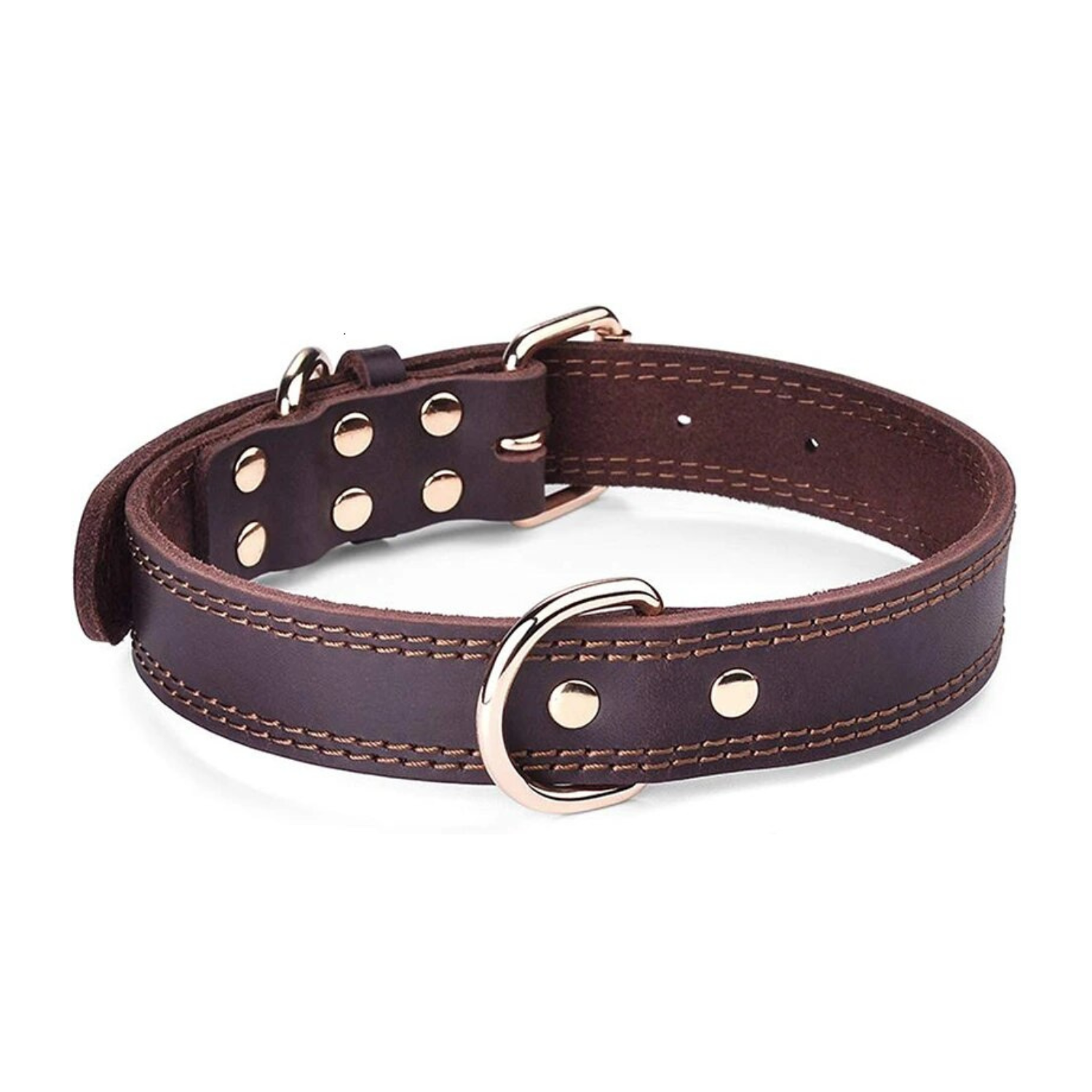 Durable Vintage Heavy-Duty Rustproof Double D-Ring Pet Collar