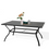 Outdoor Metal Slat Dining Table - Patio Rectangle Bistro Table with Umbrella Hole
