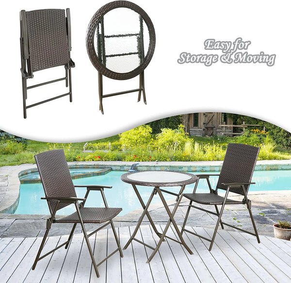 Elevate Your Outdoor Relaxation with a 3-Piece Wicker Folding