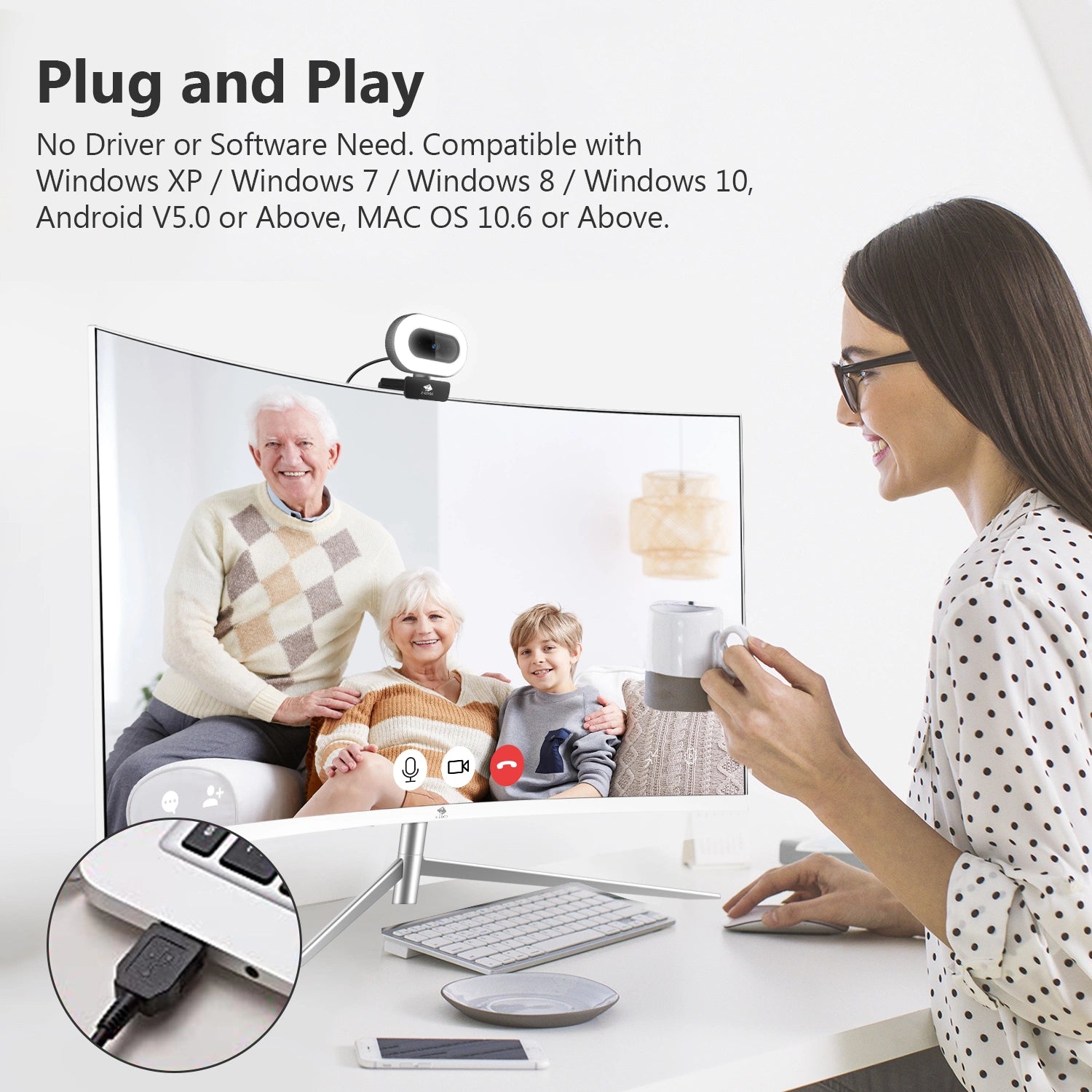 Z-EDGE ZW560D Full HD 1080P Webcam Auto Focus Web Camera for PC