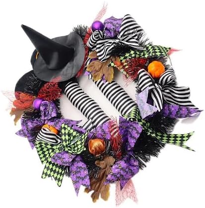 Halloween Decor Wreath Witch Legs Hanging Witch Wired Ribbon Wreath Door Decor