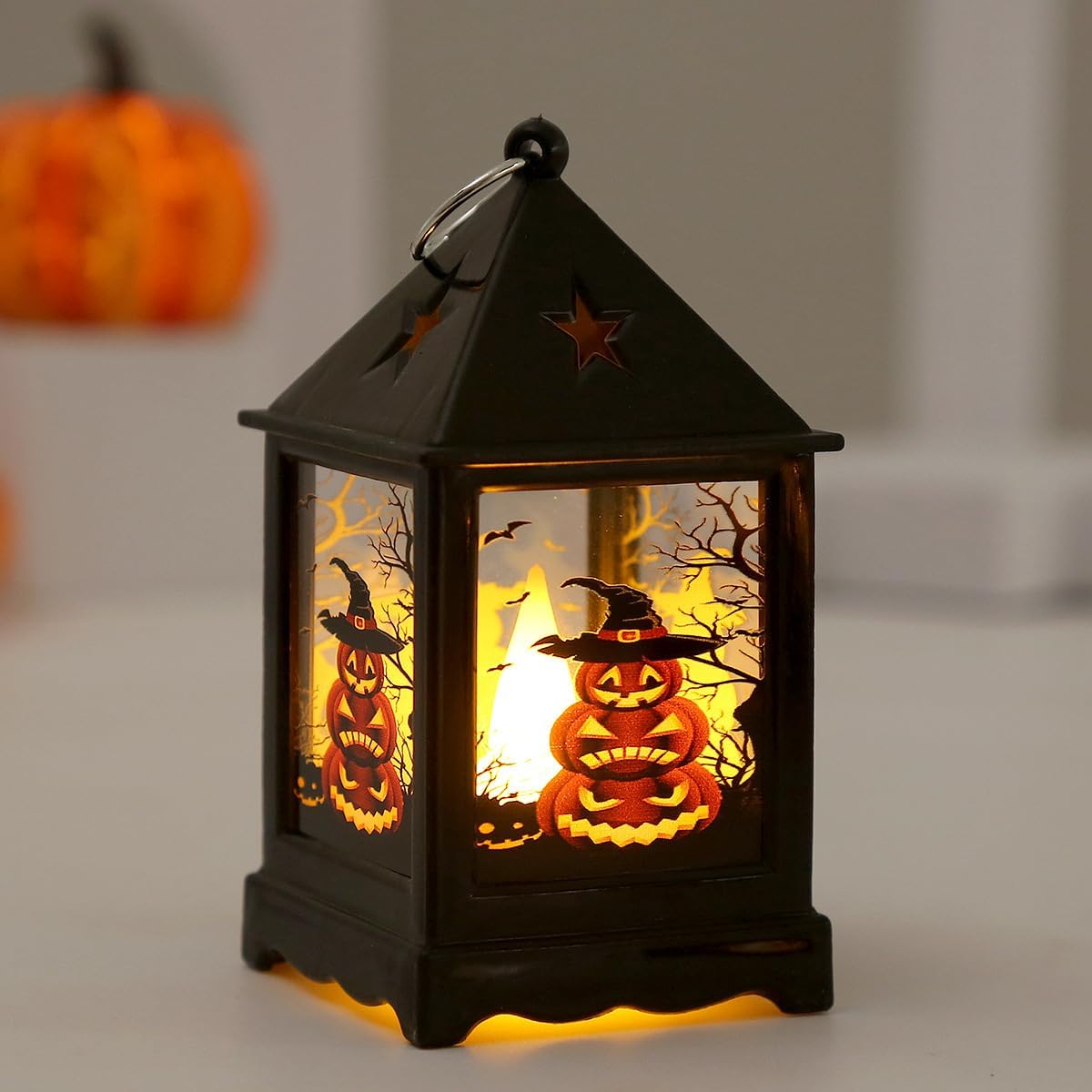 Halloween Candle Night Lights Atmosphere LED Flameless Lamp Good-Looking Portable Lanterns Decoration Multicolor Home Party Bar Indoor Outdoor (Emitting Color 01)