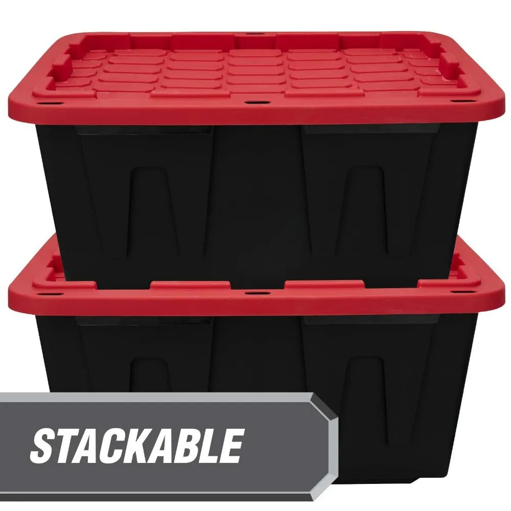 27 Gallon Stackable Snap Lid Plastic Storage Bin Container, Set of 4 ...