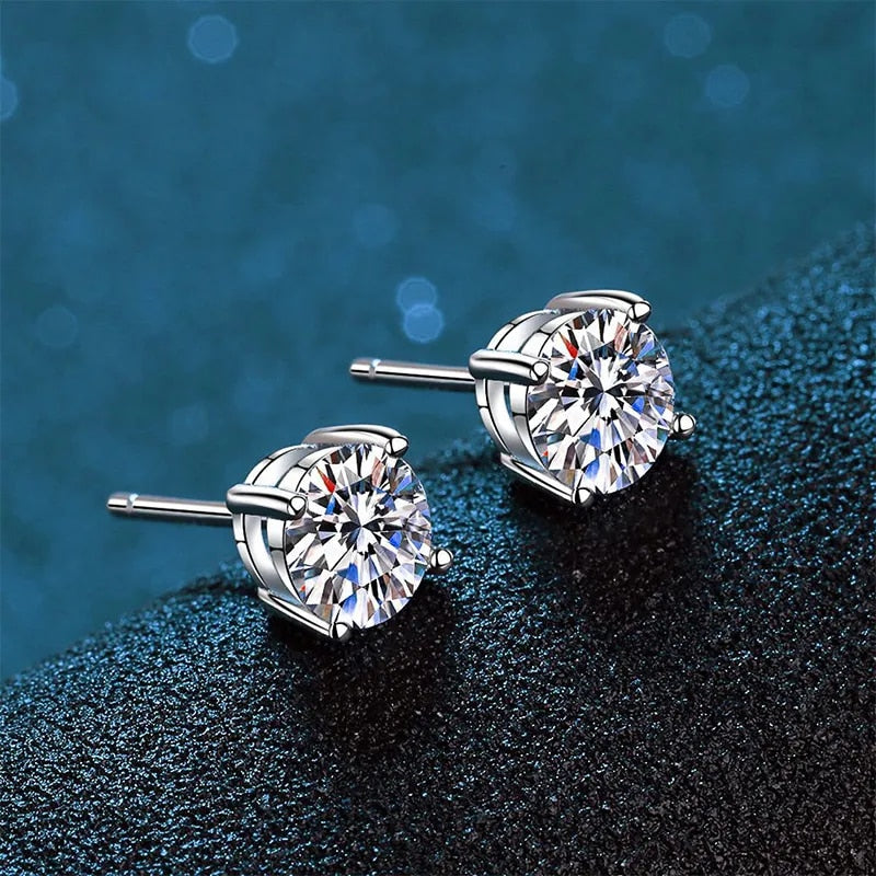 0.3Ct Quadrilateral Four Claw Moissanite Earrings - 925 Sterling Silver